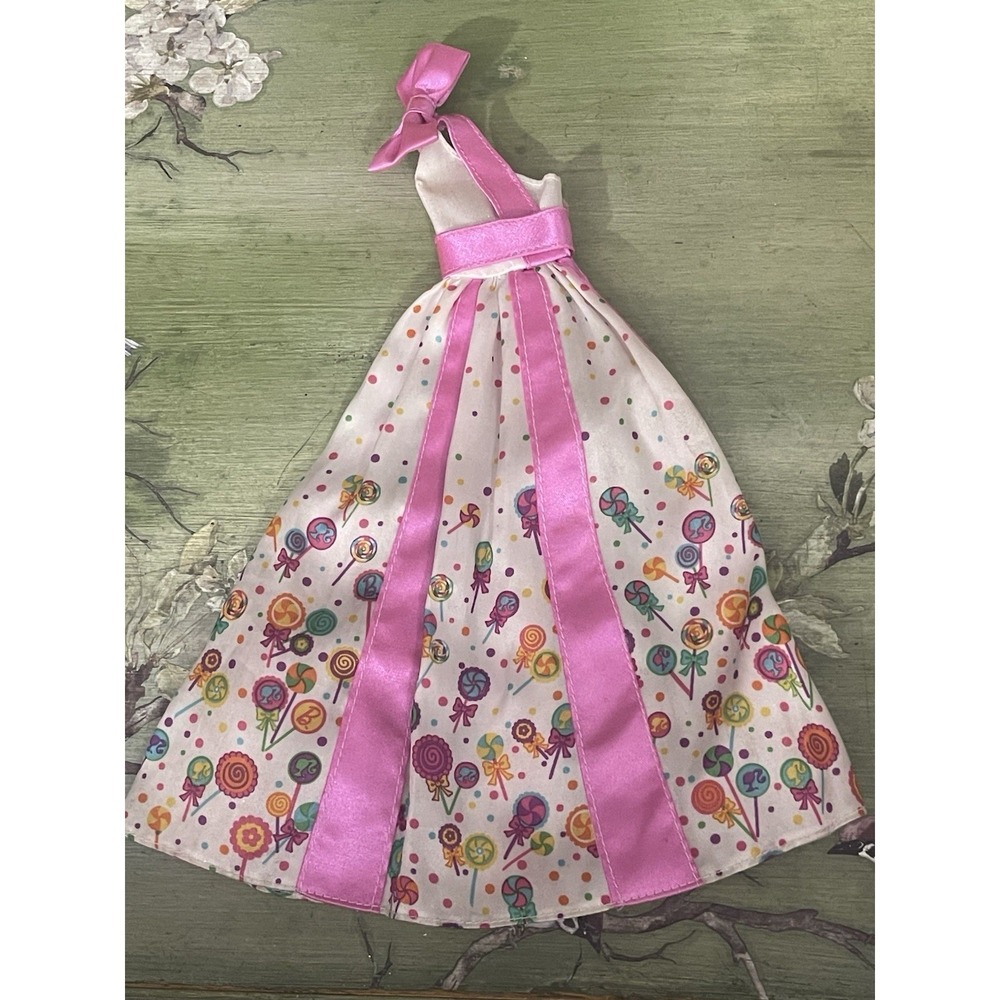 2010 Barbie Happy Birthday Pink & White Lollipop Doll Gown Dress Replacement